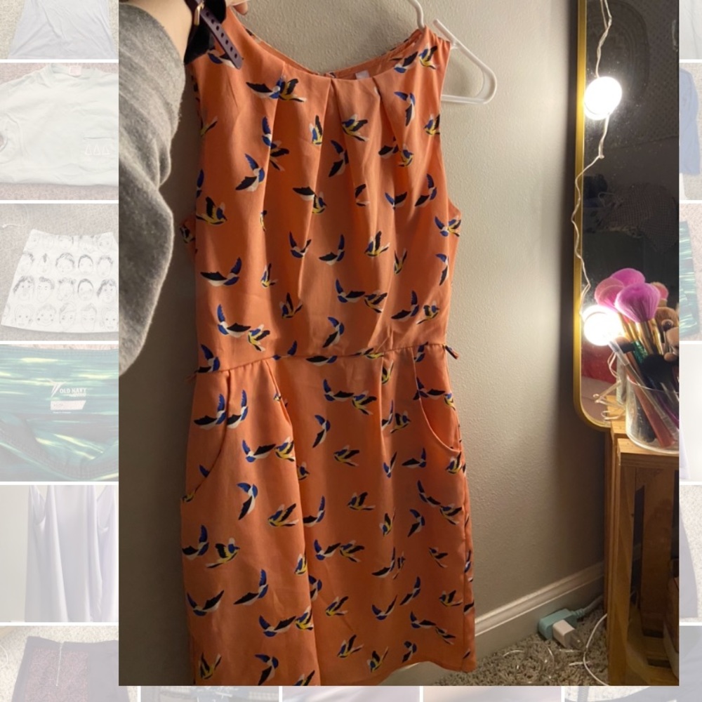 Francescas, Small Patterned Mini Dress, Peach/Pink
